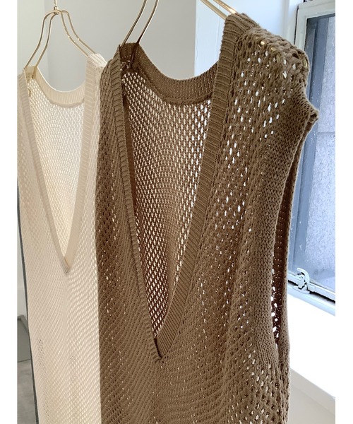 ulu（ウル）の「original Vneck mesh design dress（ワンピース・レディース・ベージュ/オフホワイト・FREE）」の11枚目の写真