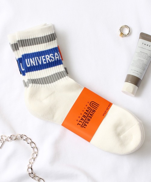 UNIVERSAL OVERALL（ユニバーサルオーバーオール）の「【UNIVERSAL OVERALL】メンズ 3P トップラインロゴ  クォーターソックス LU-319 LU-320(LU-343 LU-344)（ソックス/靴下・メンズ・ホワイト/ブラック・M）」の4枚目の写真