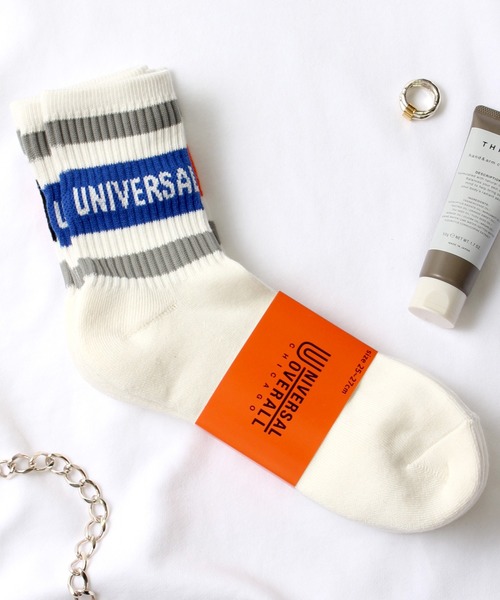 UNIVERSAL OVERALL（ユニバーサルオーバーオール）の「【UNIVERSAL OVERALL】メンズ 3P トップラインロゴ  クォーターソックス LU-319 LU-320(LU-343 LU-344)（ソックス/靴下・メンズ・ホワイト/ブラック・M）」の5枚目の写真