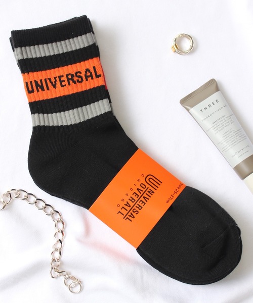 UNIVERSAL OVERALL（ユニバーサルオーバーオール）の「【UNIVERSAL OVERALL】メンズ 3P トップラインロゴ  クォーターソックス LU-319 LU-320(LU-343 LU-344)（ソックス/靴下・メンズ・ホワイト/ブラック・M）」の7枚目の写真