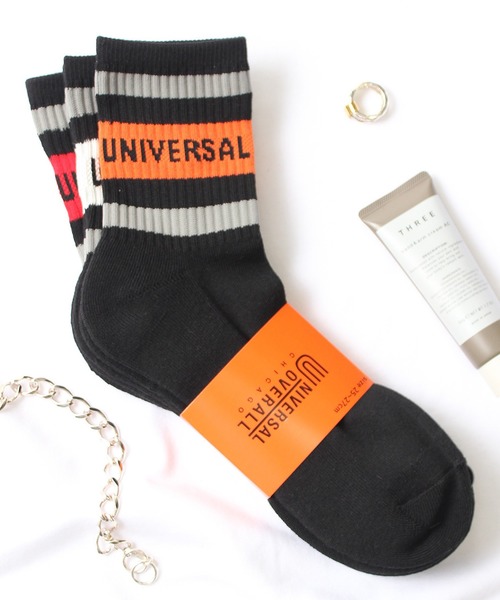 UNIVERSAL OVERALL（ユニバーサルオーバーオール）の「【UNIVERSAL OVERALL】メンズ 3P トップラインロゴ  クォーターソックス LU-319 LU-320(LU-343 LU-344)（ソックス/靴下・メンズ・ホワイト/ブラック・M）」の8枚目の写真
