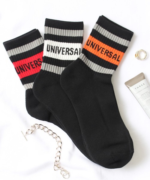 UNIVERSAL OVERALL（ユニバーサルオーバーオール）の「【UNIVERSAL OVERALL】メンズ 3P トップラインロゴ  クォーターソックス LU-319 LU-320(LU-343 LU-344)（ソックス/靴下・メンズ・ホワイト/ブラック・M）」の9枚目の写真