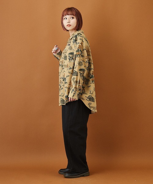 CUBE SUGAR（キューブシュガー）の「アウトドアプリント ツイル シャツジャケット（シャツ/ブラウス・レディース・ベージュ/カーキ/ブルー・M）」の8枚目の写真