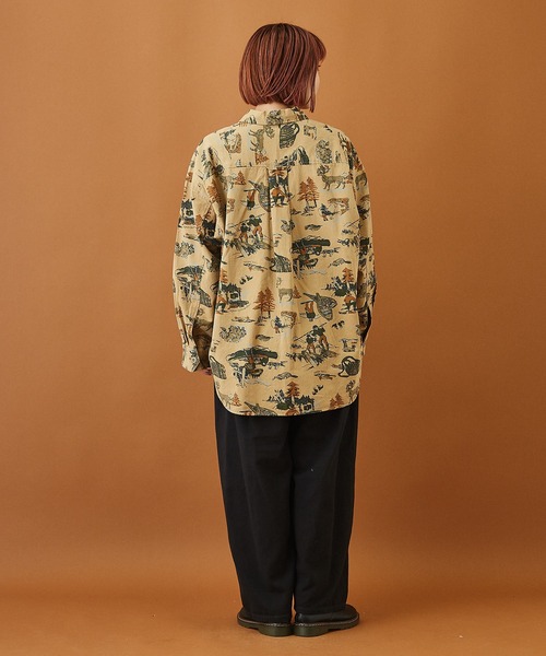 CUBE SUGAR（キューブシュガー）の「アウトドアプリント ツイル シャツジャケット（シャツ/ブラウス・レディース・ベージュ/カーキ/ブルー・M）」の9枚目の写真