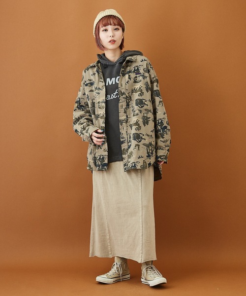 CUBE SUGAR（キューブシュガー）の「アウトドアプリント ツイル シャツジャケット（シャツ/ブラウス・レディース・ベージュ/カーキ/ブルー・M）」の11枚目の写真