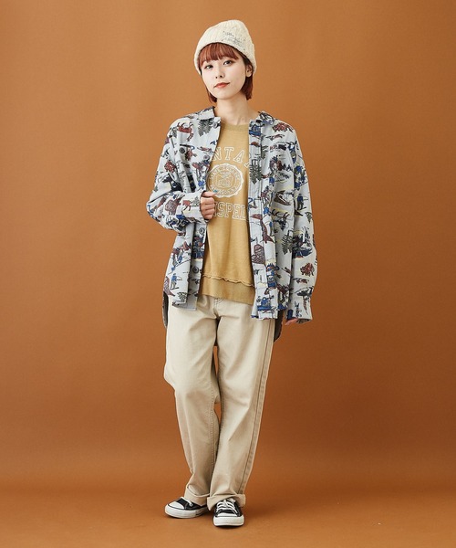 CUBE SUGAR（キューブシュガー）の「アウトドアプリント ツイル シャツジャケット（シャツ/ブラウス・レディース・ベージュ/カーキ/ブルー・M）」の14枚目の写真