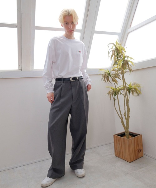 セール】ワッペン付L/S Tシャツ / ロンT / 長袖 / トップス / シンプル