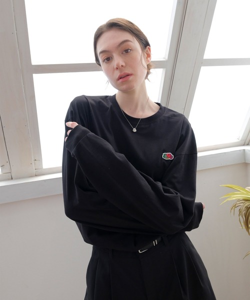 セール】ワッペン付L/S Tシャツ / ロンT / 長袖 / トップス / シンプル