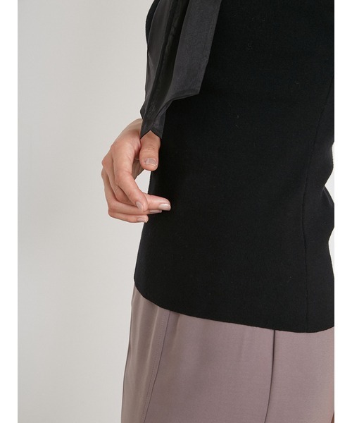 SNIDEL（スナイデル）の「ボウタイニットプルオーバー（ニット/セーター・レディース・ホワイト/ブラック/モカ・FREE）」の12枚目の写真