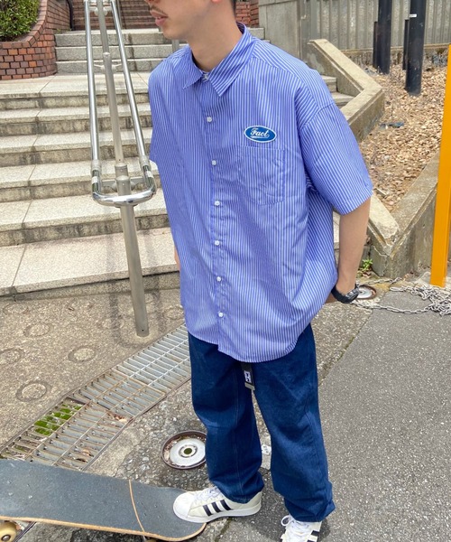 WHO'S WHO gallery（フーズフーギャラリー）の「COOPERワークシャツ（シャツ/ブラウス・メンズ・ホワイト×ブルー/ネイビー×ホワイト・FREE）」の14枚目の写真