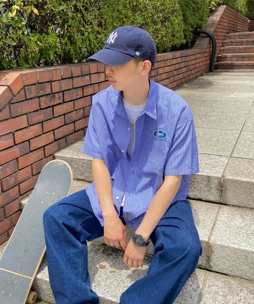 WHO'S WHO gallery（フーズフーギャラリー）の「COOPERワークシャツ（シャツ/ブラウス・メンズ・ホワイト×ブルー/ネイビー×ホワイト・FREE）」の12枚目の写真