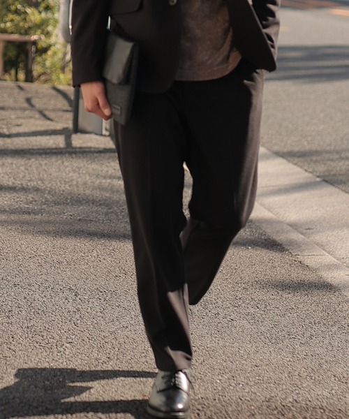 UNION STATION（ユニオンステーション）の「エアリーフラノノータックスラックス【セットアップ対応】（スラックス・メンズ・ブラック/グレイッシュベージュ/チャコール・S/M/L）」の2枚目の写真