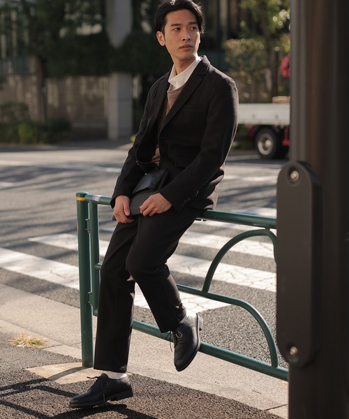 UNION STATION（ユニオンステーション）の「エアリーフラノノータックスラックス【セットアップ対応】（スラックス・メンズ・ブラック/グレイッシュベージュ/チャコール・S/M/L）」の11枚目の写真