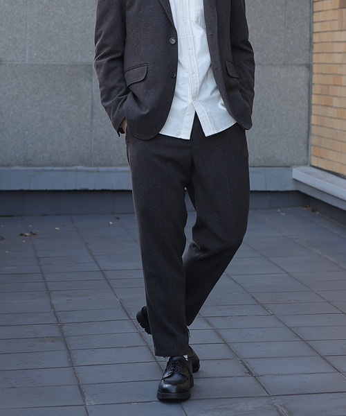 UNION STATION（ユニオンステーション）の「エアリーフラノノータックスラックス【セットアップ対応】（スラックス・メンズ・ブラック/グレイッシュベージュ/チャコール・S/M/L）」の13枚目の写真