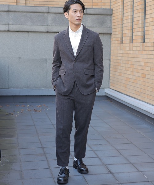 UNION STATION（ユニオンステーション）の「エアリーフラノノータックスラックス【セットアップ対応】（スラックス・メンズ・ブラック/グレイッシュベージュ/チャコール・S/M/L）」の7枚目の写真