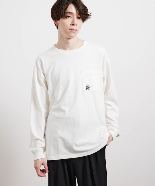 JUNRED（ジュンレッド）の「ベアロングTシャツ（Tシャツ/カットソー・メンズ・ホワイト/ベージュ/グリーン/ネイビー・M/L/LL）」の2枚目の写真