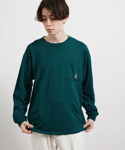 JUNRED（ジュンレッド）の「ベアロングTシャツ（Tシャツ/カットソー・メンズ・ホワイト/ベージュ/グリーン/ネイビー・M/L/LL）」の4枚目の写真