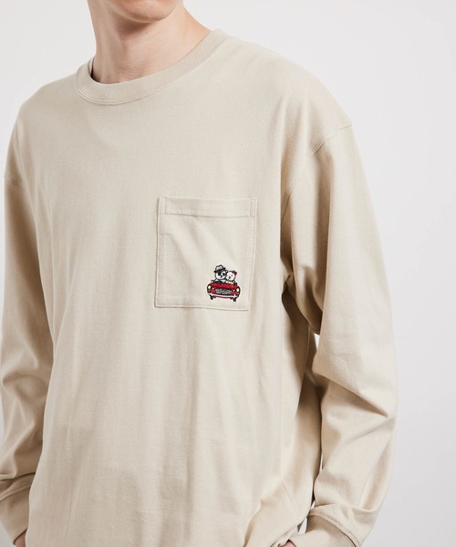 JUNRED（ジュンレッド）の「ベアロングTシャツ（Tシャツ/カットソー・メンズ・ホワイト/ベージュ/グリーン/ネイビー・M/L/LL）」の6枚目の写真