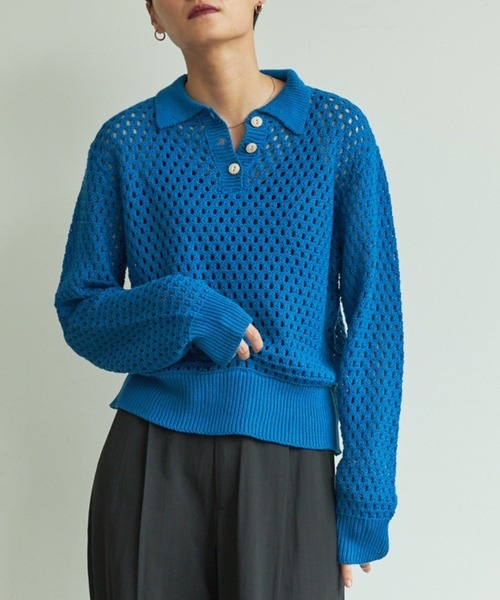 VACANCY（ヴァカンシー）の「クロシェポロニット（ニット/セーター・レディース・ブラック/ブルー/グリーン・FREE）」の3枚目の写真