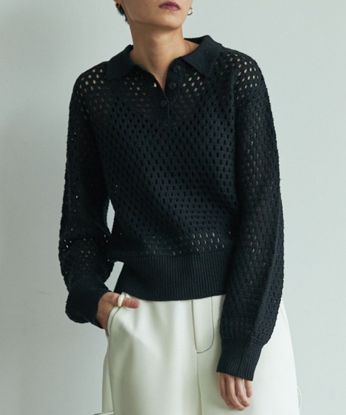 VACANCY（ヴァカンシー）の「クロシェポロニット（ニット/セーター・レディース・ブラック/ブルー/グリーン・FREE）」の2枚目の写真