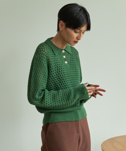 VACANCY（ヴァカンシー）の「クロシェポロニット（ニット/セーター・レディース・ブラック/ブルー/グリーン・FREE）」の5枚目の写真