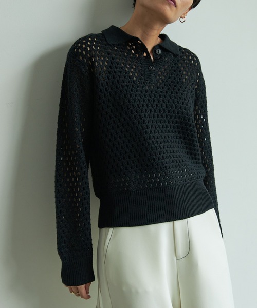 VACANCY（ヴァカンシー）の「クロシェポロニット（ニット/セーター・レディース・ブラック/ブルー/グリーン・FREE）」の4枚目の写真