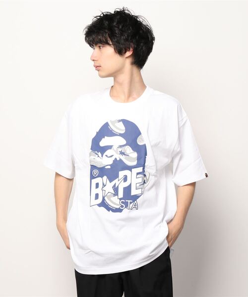 A BATHING APE(アベイシングエイプ)の「RANDOM BAPE STA APE HEAD RLX TEE M(Tシャツ/カットソー・メンズ・ホワイト×ブラック/ブラック×ブラック/ホワイト×ネイビー/ブラック×ブルー・SMALL/MEDIUM/LARGE/X-LARGE/XX-LARGE)」の7枚目の写真