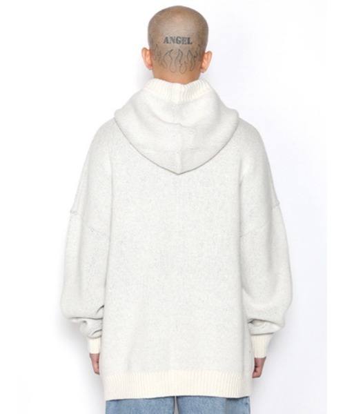 AJOBYAJO（アジョバイアジョ）の「【AJOBYAJO/アジョバイアジョ】Oversized (19) Slogan Wool Knit Hoodie/ニット フーディ ニットフーディ ビッグサイズフーディ オーバーサイズフーディ パーカー（ニット/セーター・メンズ・ブラック/アイボリー/ミント/ネイビー/スカイブルー・M/L/XL）」の15枚目の写真