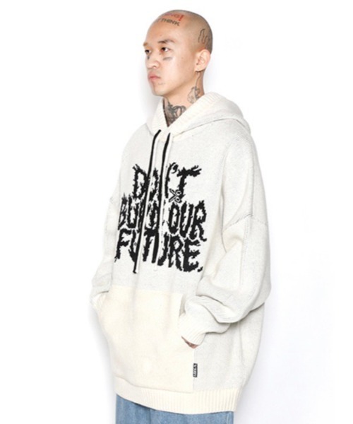 AJOBYAJO（アジョバイアジョ）の「【AJOBYAJO/アジョバイアジョ】Oversized (19) Slogan Wool Knit Hoodie/ニット フーディ ニットフーディ ビッグサイズフーディ オーバーサイズフーディ パーカー（ニット/セーター・メンズ・ブラック/アイボリー/ミント/ネイビー/スカイブルー・M/L/XL）」の12枚目の写真