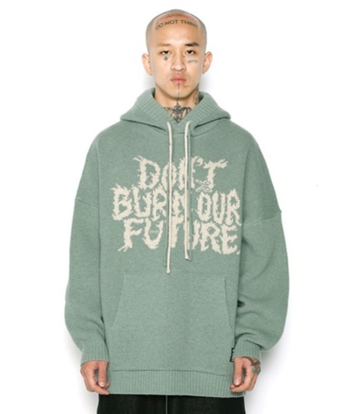 AJOBYAJO（アジョバイアジョ）の「【AJOBYAJO/アジョバイアジョ】Oversized (19) Slogan Wool Knit Hoodie/ニット フーディ ニットフーディ ビッグサイズフーディ オーバーサイズフーディ パーカー（ニット/セーター・メンズ・ブラック/アイボリー/ミント/ネイビー/スカイブルー・M/L/XL）」の11枚目の写真