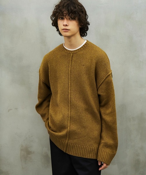 TETE HOMME（テットオム）の「【Revo.】5G アウトリンキングクルーネックニット（ニット/セーター・メンズ・ブラック/ベージュ/カーキ/ナチュラル・MEDIUM/LARGE）」の7枚目の写真