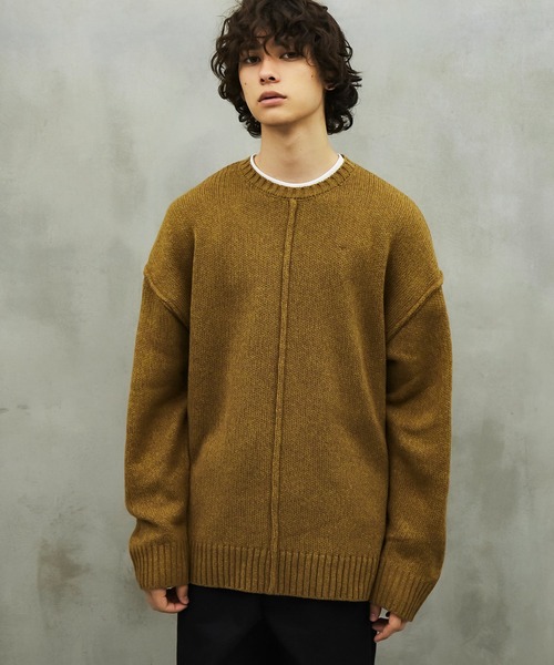 TETE HOMME（テットオム）の「【Revo.】5G アウトリンキングクルーネックニット（ニット/セーター・メンズ・ブラック/ベージュ/カーキ/ナチュラル・MEDIUM/LARGE）」の9枚目の写真