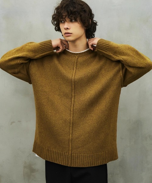 TETE HOMME（テットオム）の「【Revo.】5G アウトリンキングクルーネックニット（ニット/セーター・メンズ・ブラック/ベージュ/カーキ/ナチュラル・MEDIUM/LARGE）」の18枚目の写真