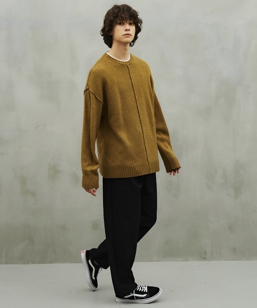TETE HOMME（テットオム）の「【Revo.】5G アウトリンキングクルーネックニット（ニット/セーター・メンズ・ブラック/ベージュ/カーキ/ナチュラル・MEDIUM/LARGE）」の5枚目の写真