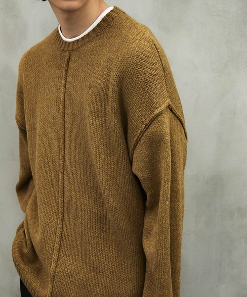TETE HOMME（テットオム）の「【Revo.】5G アウトリンキングクルーネックニット（ニット/セーター・メンズ・ブラック/ベージュ/カーキ/ナチュラル・MEDIUM/LARGE）」の16枚目の写真