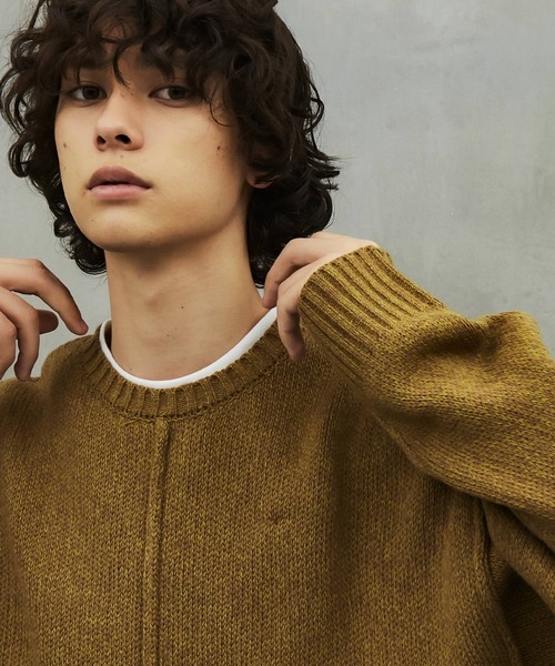 TETE HOMME（テットオム）の「【Revo.】5G アウトリンキングクルーネックニット（ニット/セーター・メンズ・ブラック/ベージュ/カーキ/ナチュラル・MEDIUM/LARGE）」の14枚目の写真