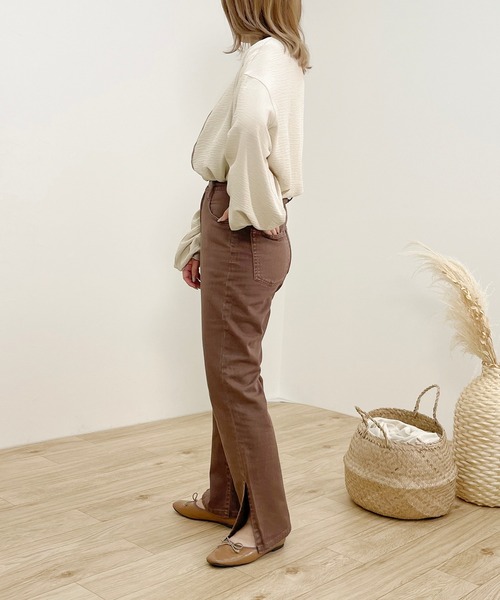 apres jour clair（アプレジュールクレア）の「【apres jour clair】袖ボリュームバンドカラーシャツ【ZOZOTOWN限定アイテム】（シャツ/ブラウス・レディース・ピンクベージュ/アイボリー/オフホワイト/ブラウン系その他/オレンジ系その他/ベージュ・X-LARGE/フリー）」の17枚目の写真