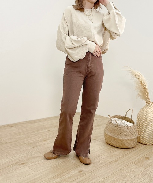 apres jour clair（アプレジュールクレア）の「【apres jour clair】袖ボリュームバンドカラーシャツ【ZOZOTOWN限定アイテム】（シャツ/ブラウス・レディース・ピンクベージュ/アイボリー/オフホワイト/ブラウン系その他/オレンジ系その他/ベージュ・X-LARGE/フリー）」の15枚目の写真