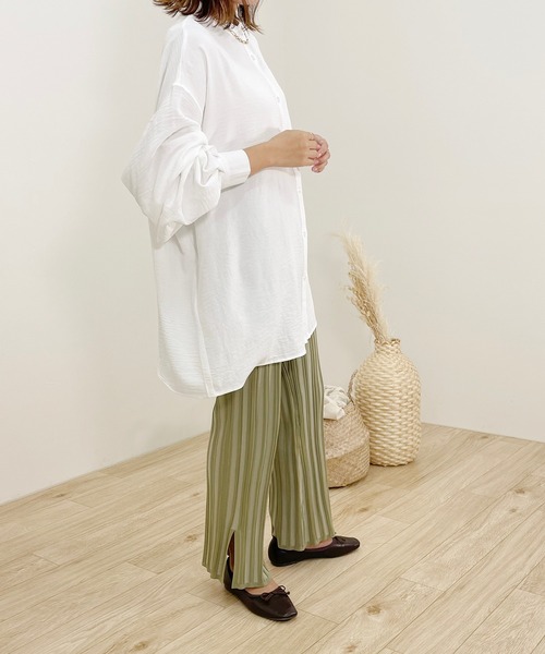 apres jour clair（アプレジュールクレア）の「【apres jour clair】袖ボリュームバンドカラーシャツ【ZOZOTOWN限定アイテム】（シャツ/ブラウス・レディース・ピンクベージュ/アイボリー/オフホワイト/ブラウン系その他/オレンジ系その他/ベージュ・X-LARGE/フリー）」の8枚目の写真