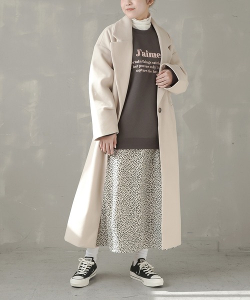 SPINNS（スピンズ）の「オーバーサイズチェスターコート（チェスターコート・レディース・ブラック/グリーン/アイボリー/モカ・ONESIZE）」の2枚目の写真