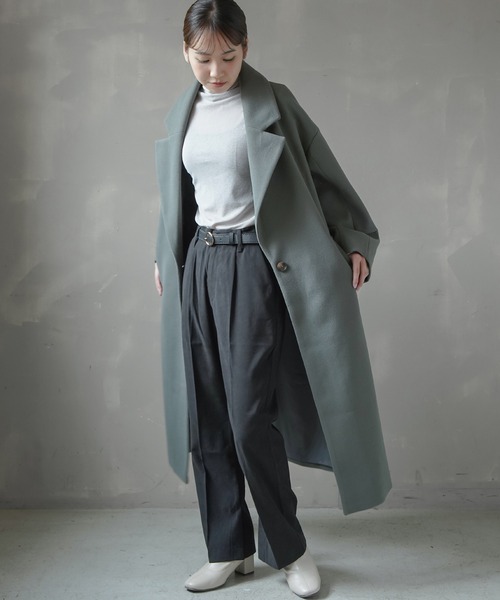 SPINNS（スピンズ）の「オーバーサイズチェスターコート（チェスターコート・レディース・ブラック/グリーン/アイボリー/モカ・ONESIZE）」の21枚目の写真