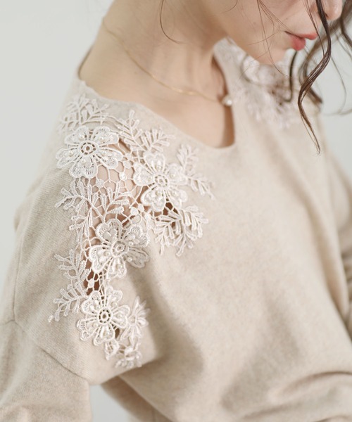 花咲く肩レースニットトップス ニット セーター Sawa A Mode La La Mode サワアラモード のニット セーター 花咲く肩レースニットトップス Mode 7126 を購入できます Sawa Mode サワアラモード のファッション