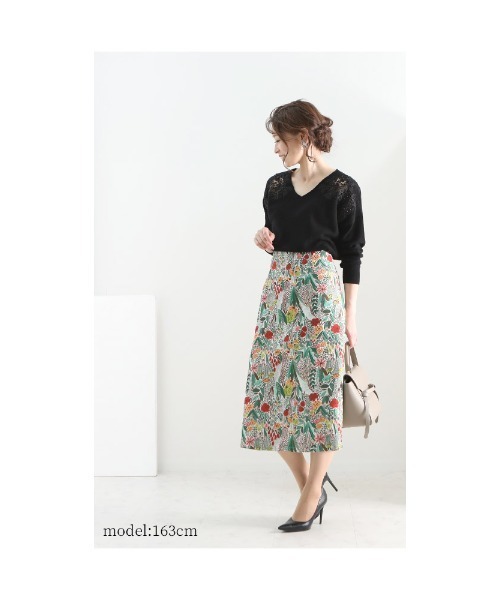 Sawa a la mode(サワアラモード)の「花咲く肩レースニットトップス(ニット/セーター・レディース・ベージュ/ブラック・FREE)」の13枚目の写真
