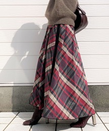 Q | サイドライン メモリーチェックボリュームスカート(スカート)