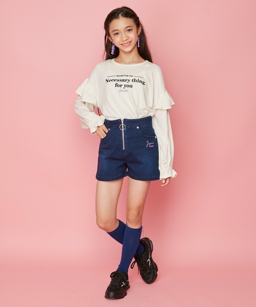 JENNI love（ジェニィラブ）の「フロントリングZIPデニムショーパン（デニムパンツ・キッズ・ネイビー/ブルー・150cm/160cm/130cm/140cm）」の6枚目の写真