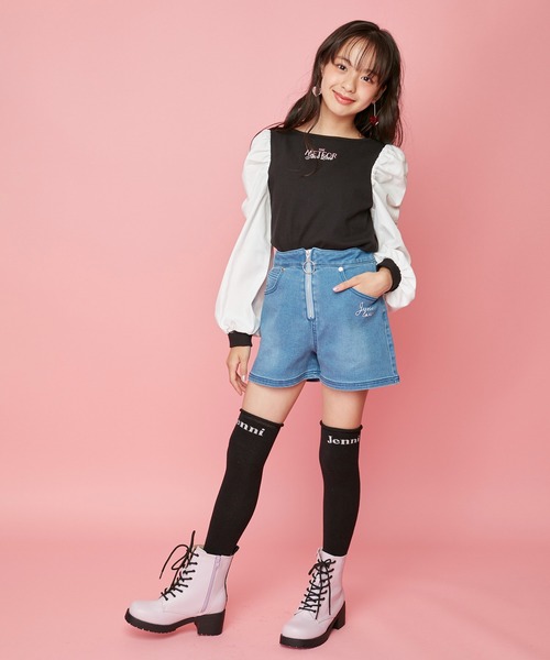 JENNI love（ジェニィラブ）の「フロントリングZIPデニムショーパン（デニムパンツ・キッズ・ネイビー/ブルー・150cm/160cm/130cm/140cm）」の7枚目の写真