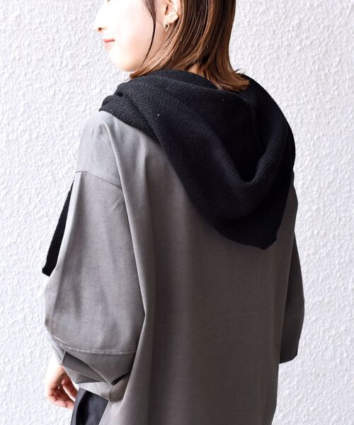 SHIPS（シップス）の「〈手洗い可能〉フードマフラー◆（マフラー・レディース・ブラック/ナチュラル・ONE SIZE）」の9枚目の写真