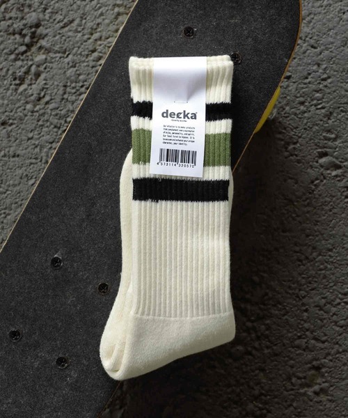 decka Quality socks(デカクオリティソックス)の「decka 80's Skater Socks デカ スケーターソックス リブ ラインソックス レディース(ソックス/靴下・レディース・レッド/イエロー/グリーン・FREE)」の7枚目の写真