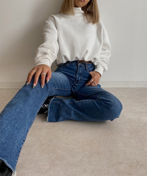 Avvenente（アベネンテ）の「【Avvenente】ハイネックショートスウェット（Tシャツ/カットソー・レディース・オフホワイト/ブラック/ベージュ・FREE）」の6枚目の写真