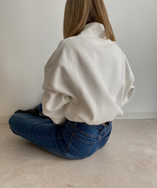 Avvenente（アベネンテ）の「【Avvenente】ハイネックショートスウェット（Tシャツ/カットソー・レディース・オフホワイト/ブラック/ベージュ・FREE）」の7枚目の写真